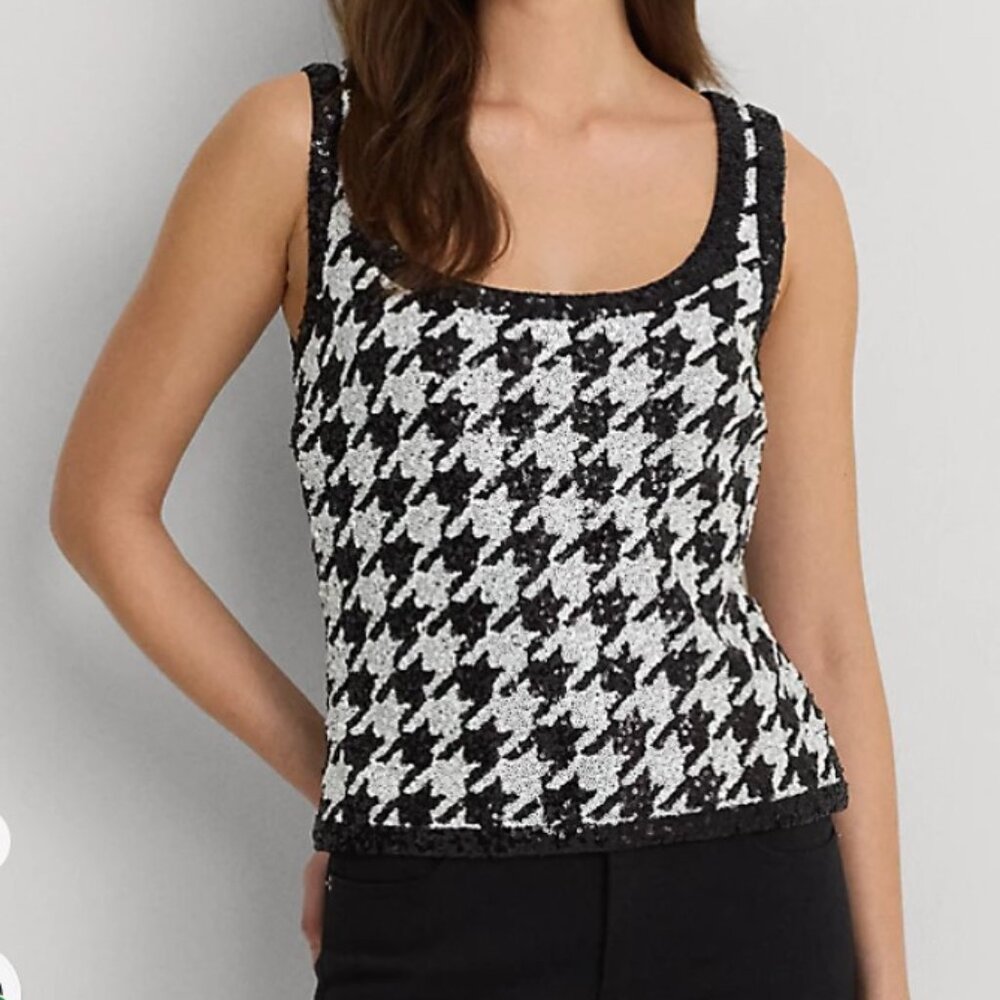 Ralph Lauren Houndstooth Sequined Sleeveless Top/Tank top Size 4 NWT